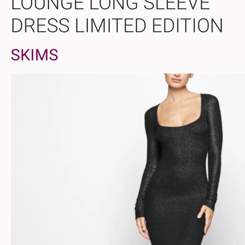 SKIMS Black Long Sleeve Dress
